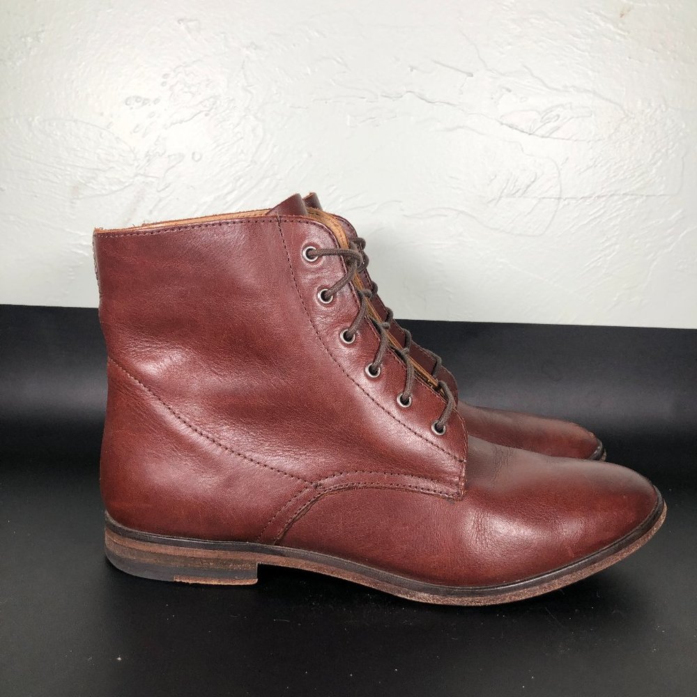 Hush Puppies Womens Size 7 Brown Leather Lace Up Boots Shoes